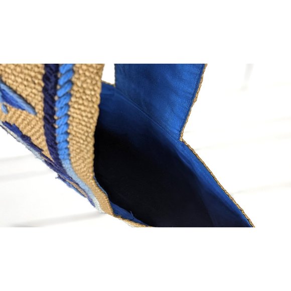 Vintage tribal boho needle point jute handbag purse - Picture 4 of 5